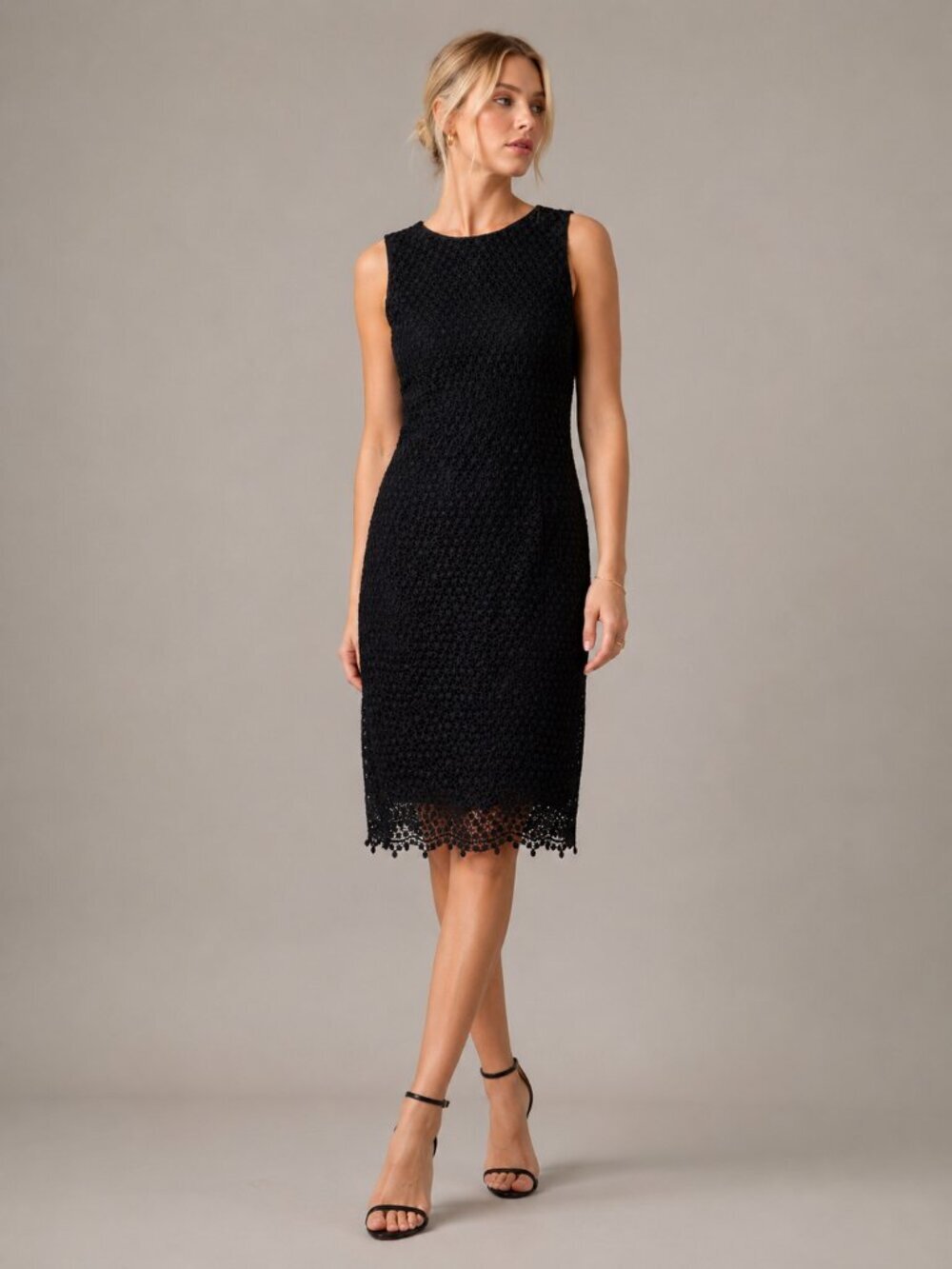 Banana Republic Crochet Lace Overlay Tank Dress Black 2 #A2393
